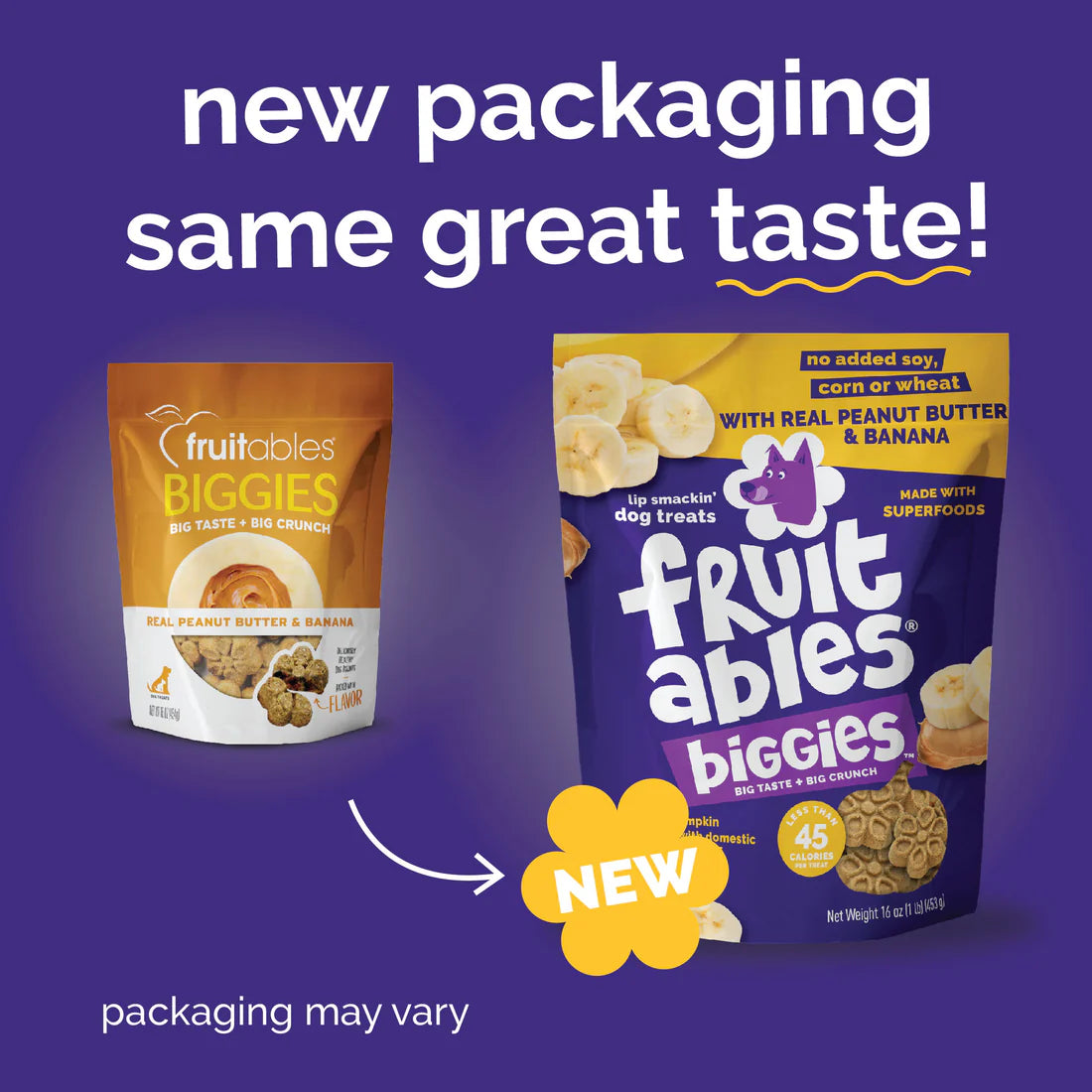 Fruitables BIGGIES With Real Peanut Butter & Banana Dog Treat 16 oz