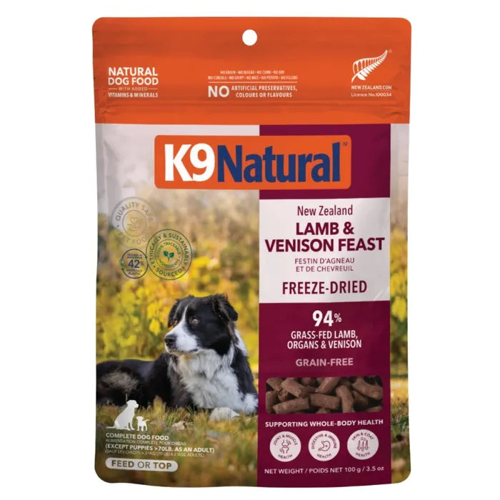 K9 Natural New Zealand Lamb & Venison Feast Freeze Dried Dog Food 100gm
