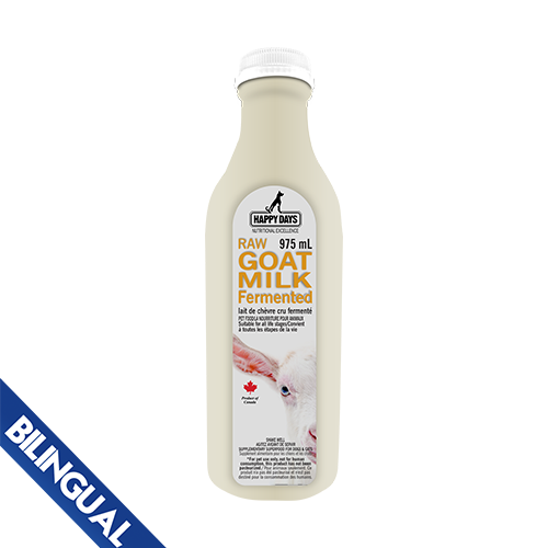 HAPPY DAYS Raw Fermented Goat Milk 975 ml Frozen for Dogs & Cats