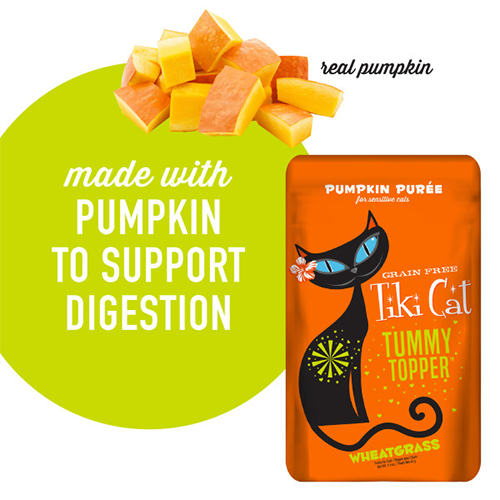 Tiki Cat Tummy Topper Pumpkin Recipe Puree Grain Free Topper for Cats 1.5oz