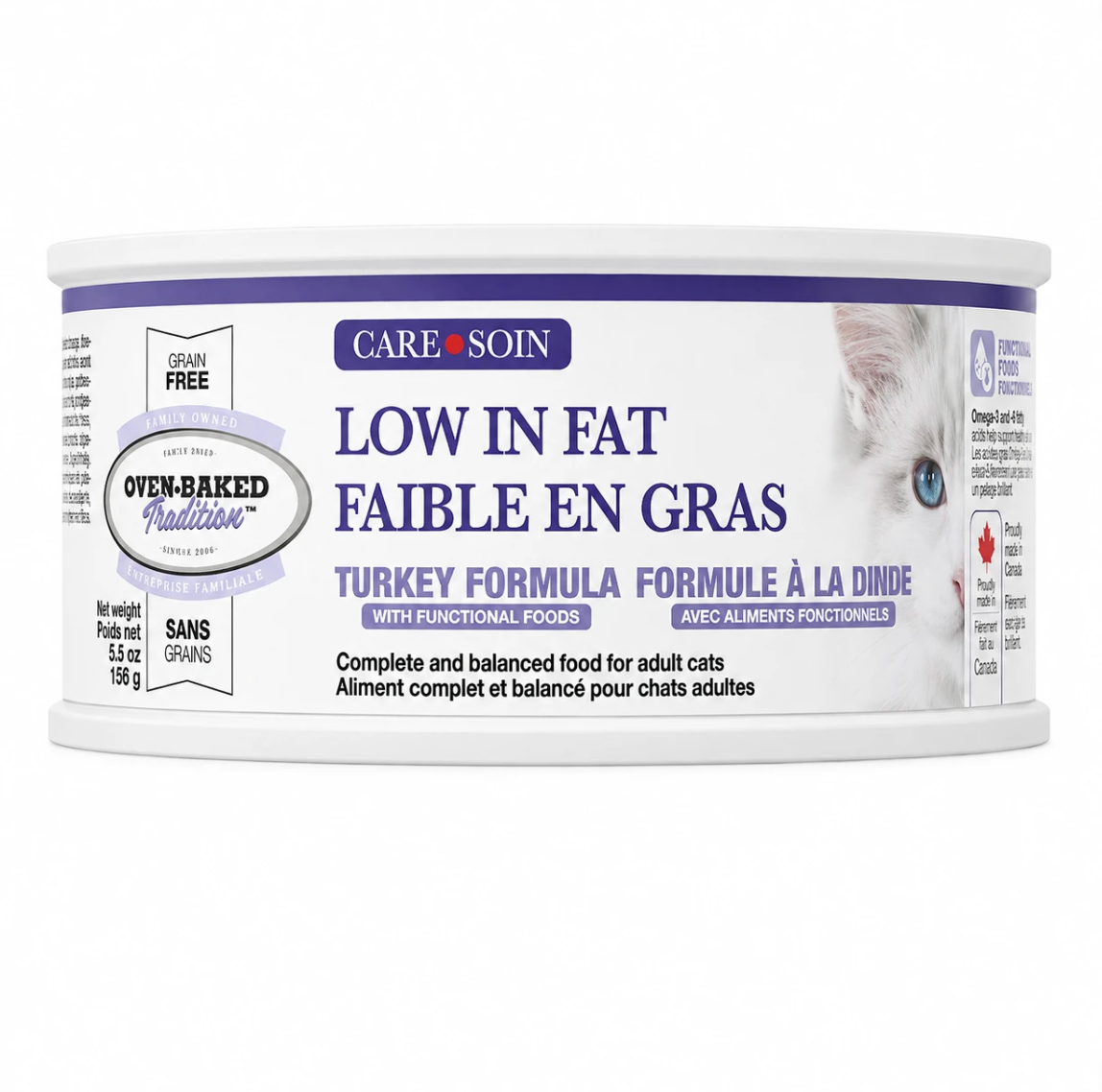 Oven-Baked Tradition Grain Free Care, Low In Fat Turkey Pate Cat 5.5oz
