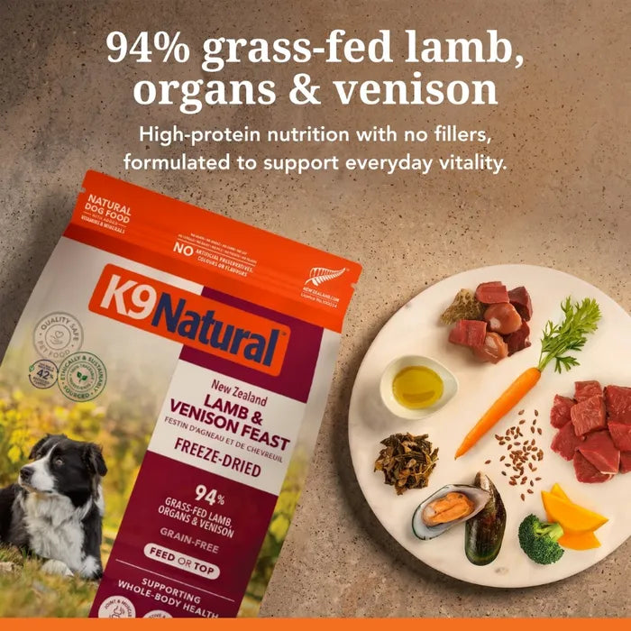 K9 Natural New Zealand Lamb & Venison Feast Freeze Dried Dog Food 100gm