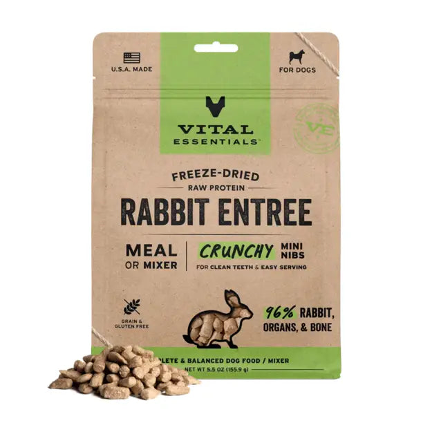 Vital Essentials Freeze-Dried Raw Crunchy Mini Nibs Dog Food Rabbit
