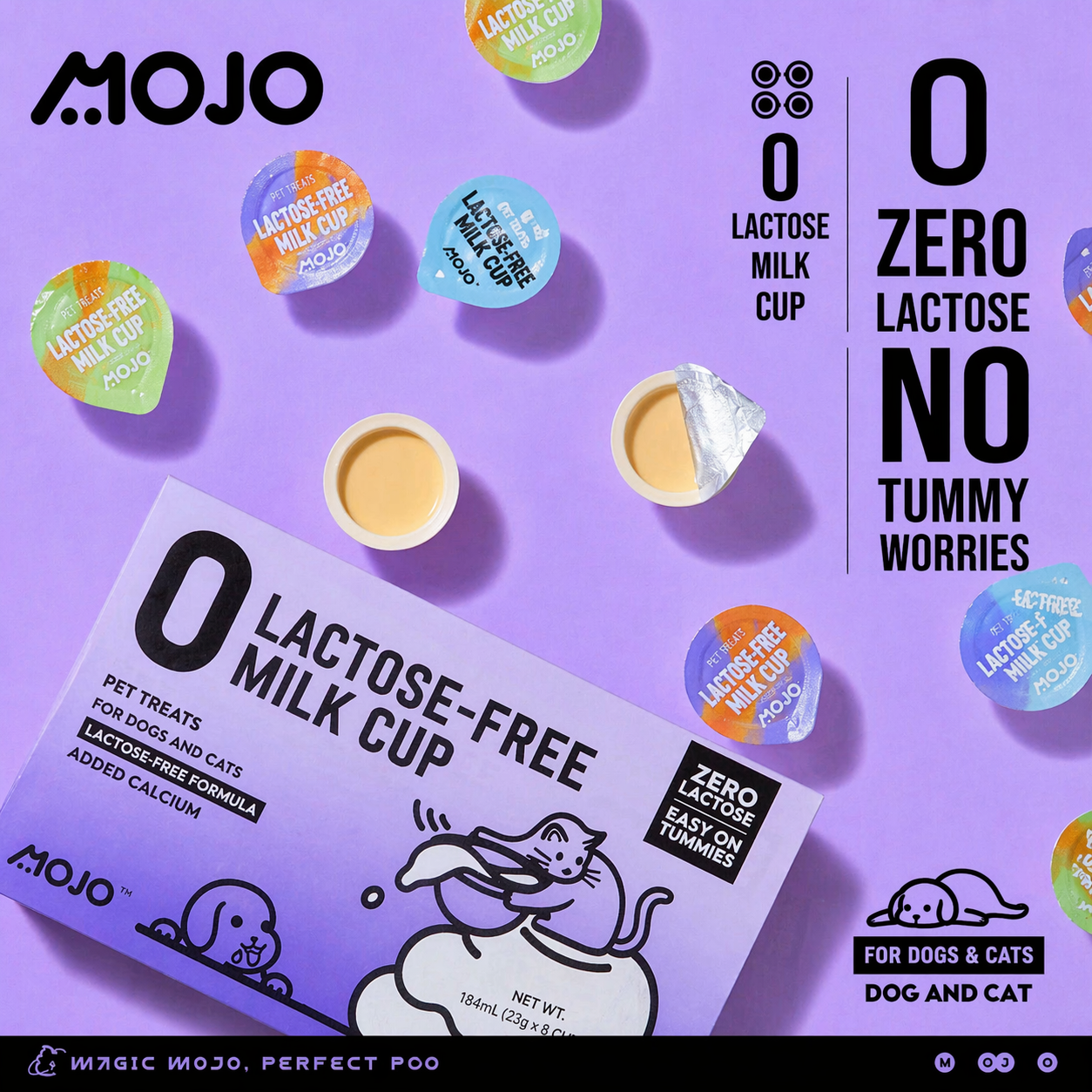 Mojo Lactose-Free Milk Cup (Lactoferrin / Prebiotics / Fish-Oil) 23ml x 8