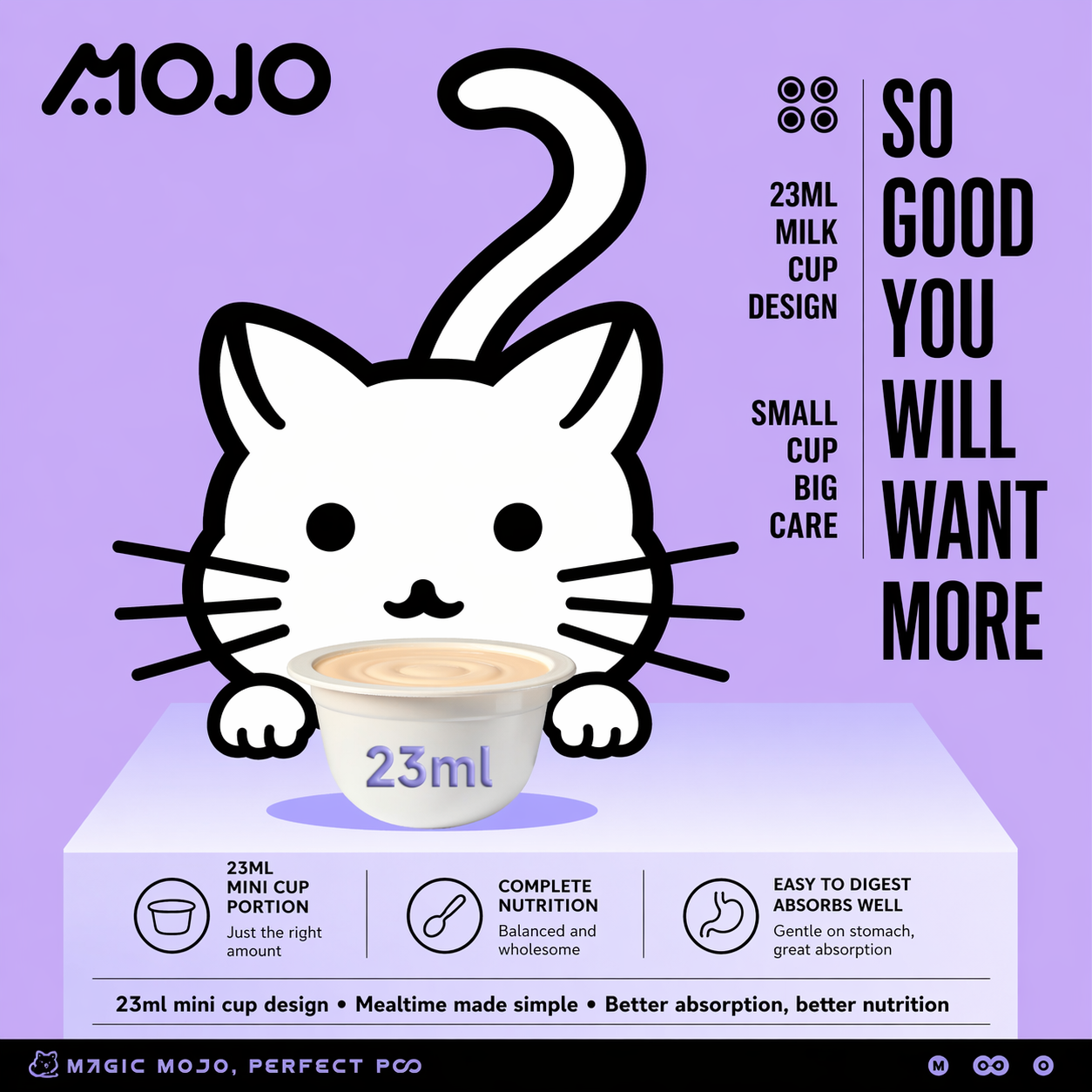 Mojo Lactose-Free Milk Cup (Lactoferrin / Prebiotics / Fish-Oil) 23ml x 8