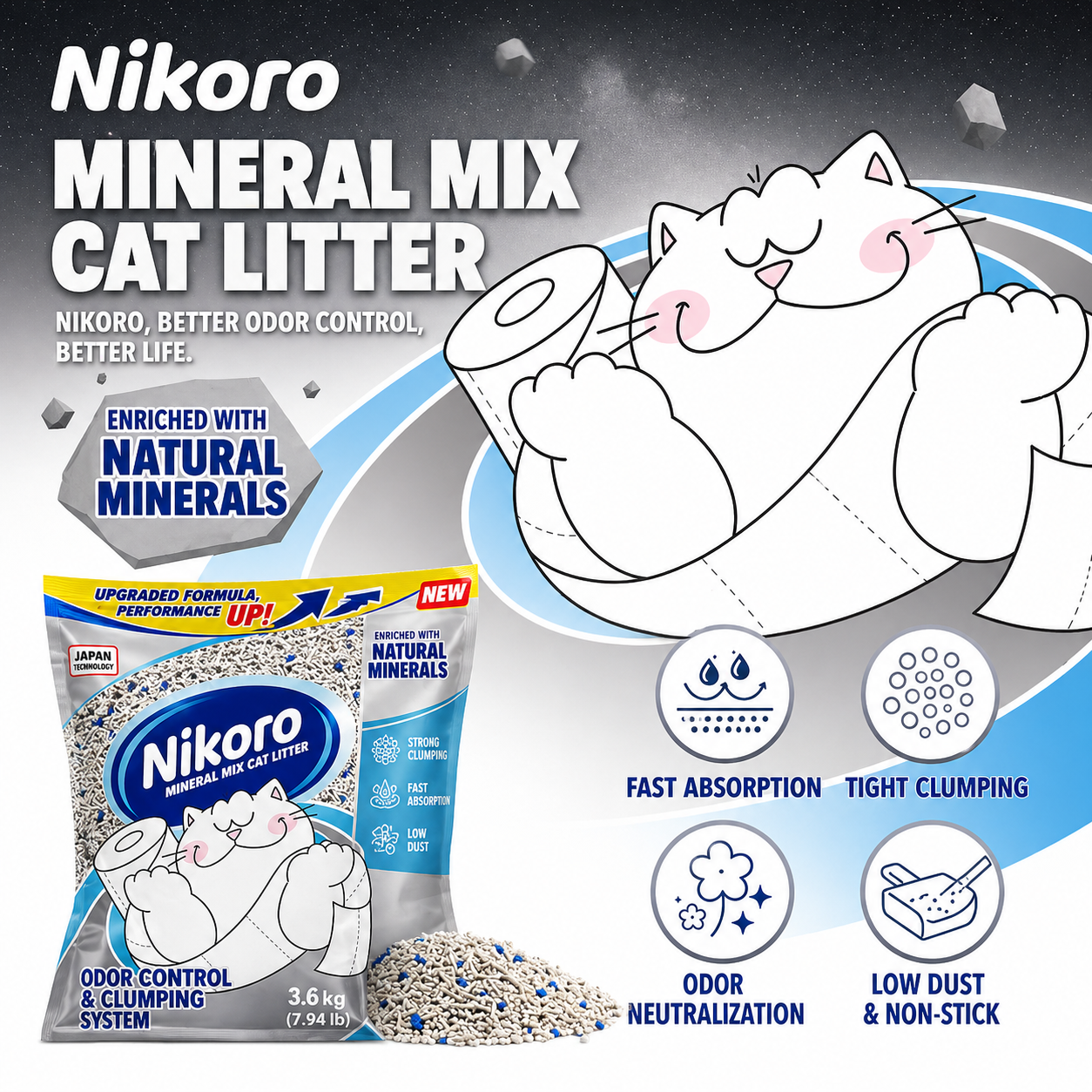 Nikoro 豆腐结团猫砂（盒装）