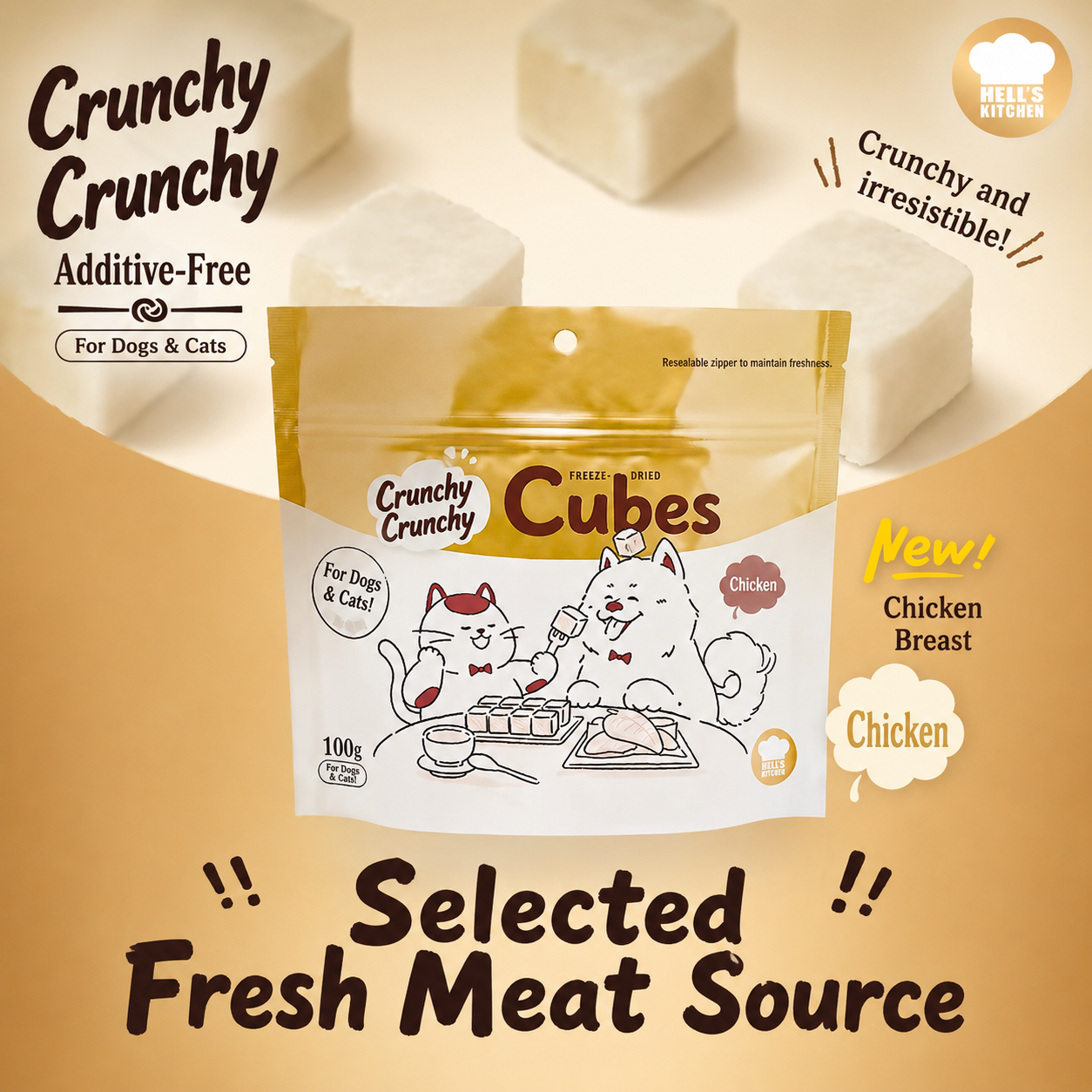 Hell's Kitchen Freeze-Dried Chicken Breast Treat (100g)