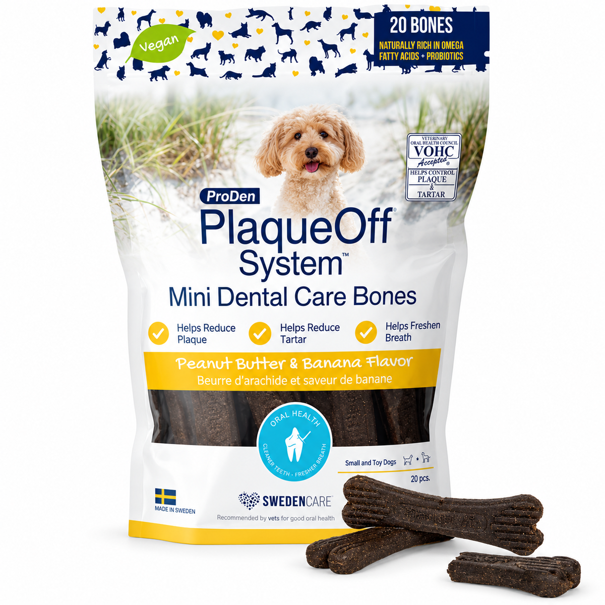 Proden Plaque Off System Dental Bones MINI - Peanut Butter & Banana