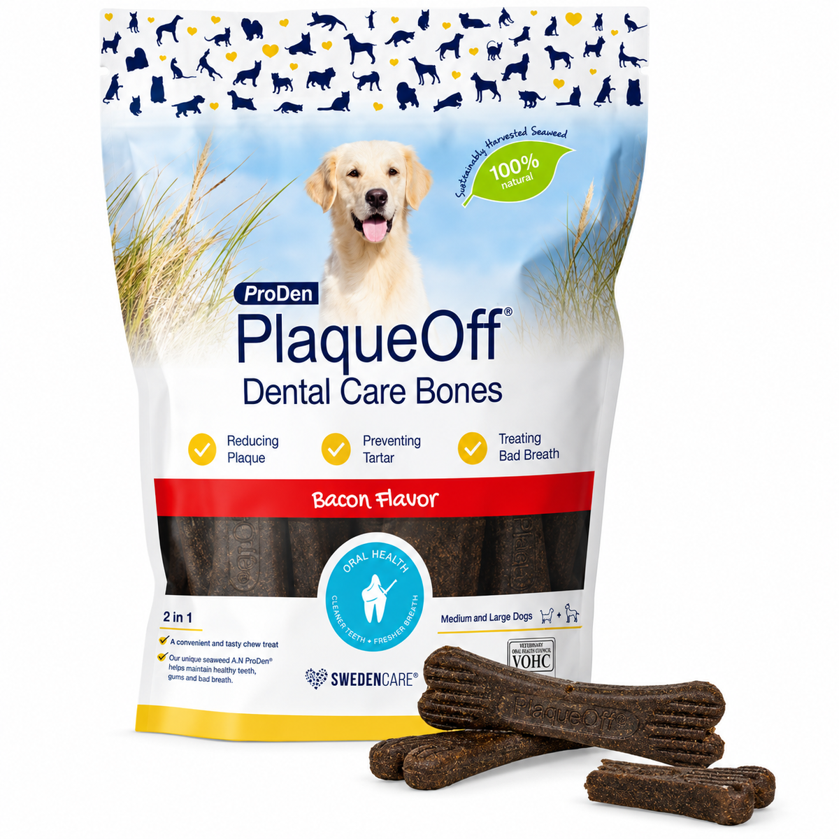 Proden Plaque Off System Dental Bones - Bacon