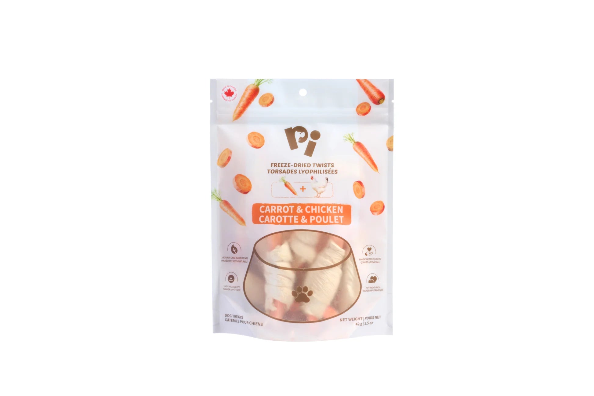 PI 宠物食品 - 冻干胡萝卜和鸡肉扭扭条 - 42克