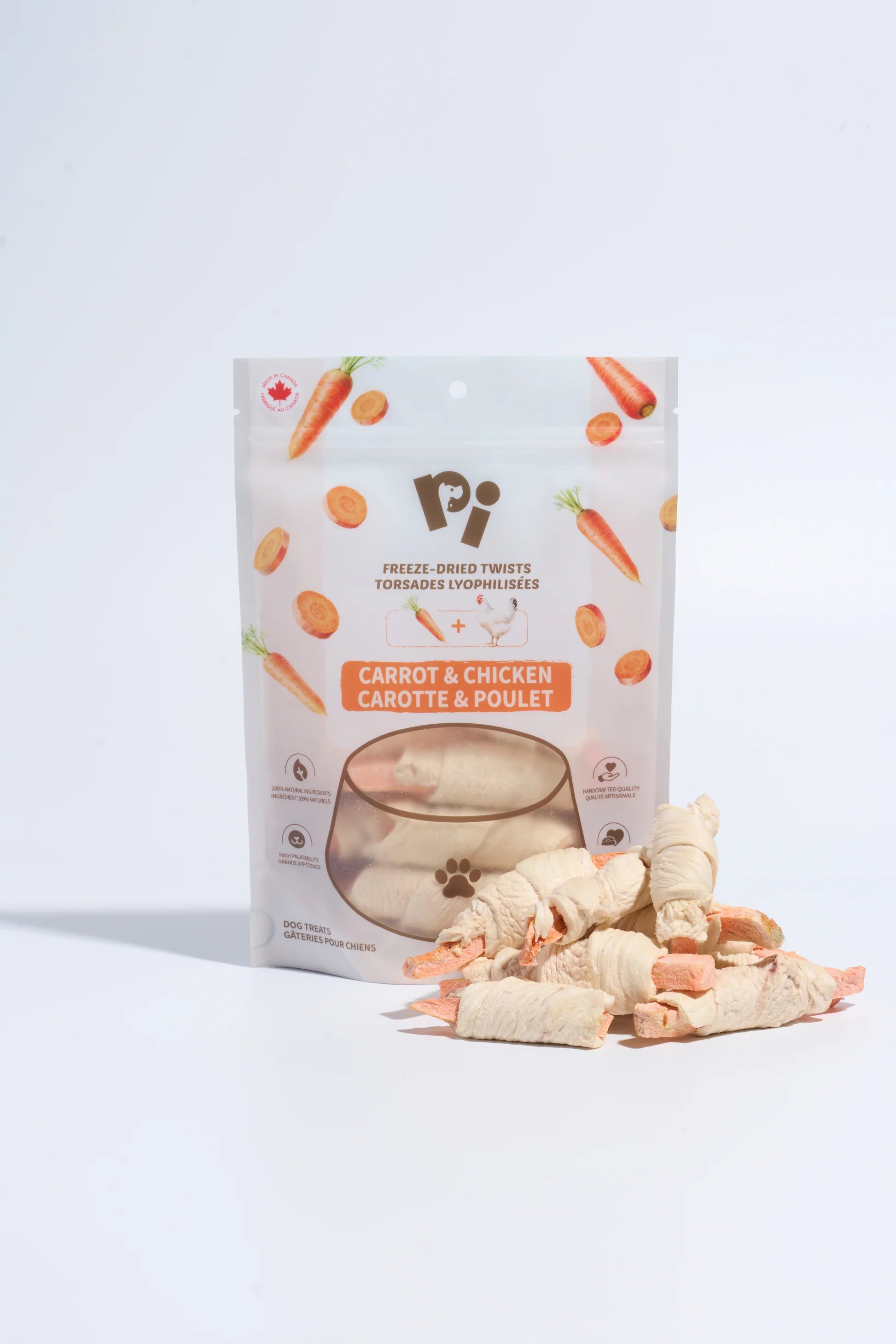 PI Pet Food – Freeze-Dried Carrots & Chicken Twists – 42g