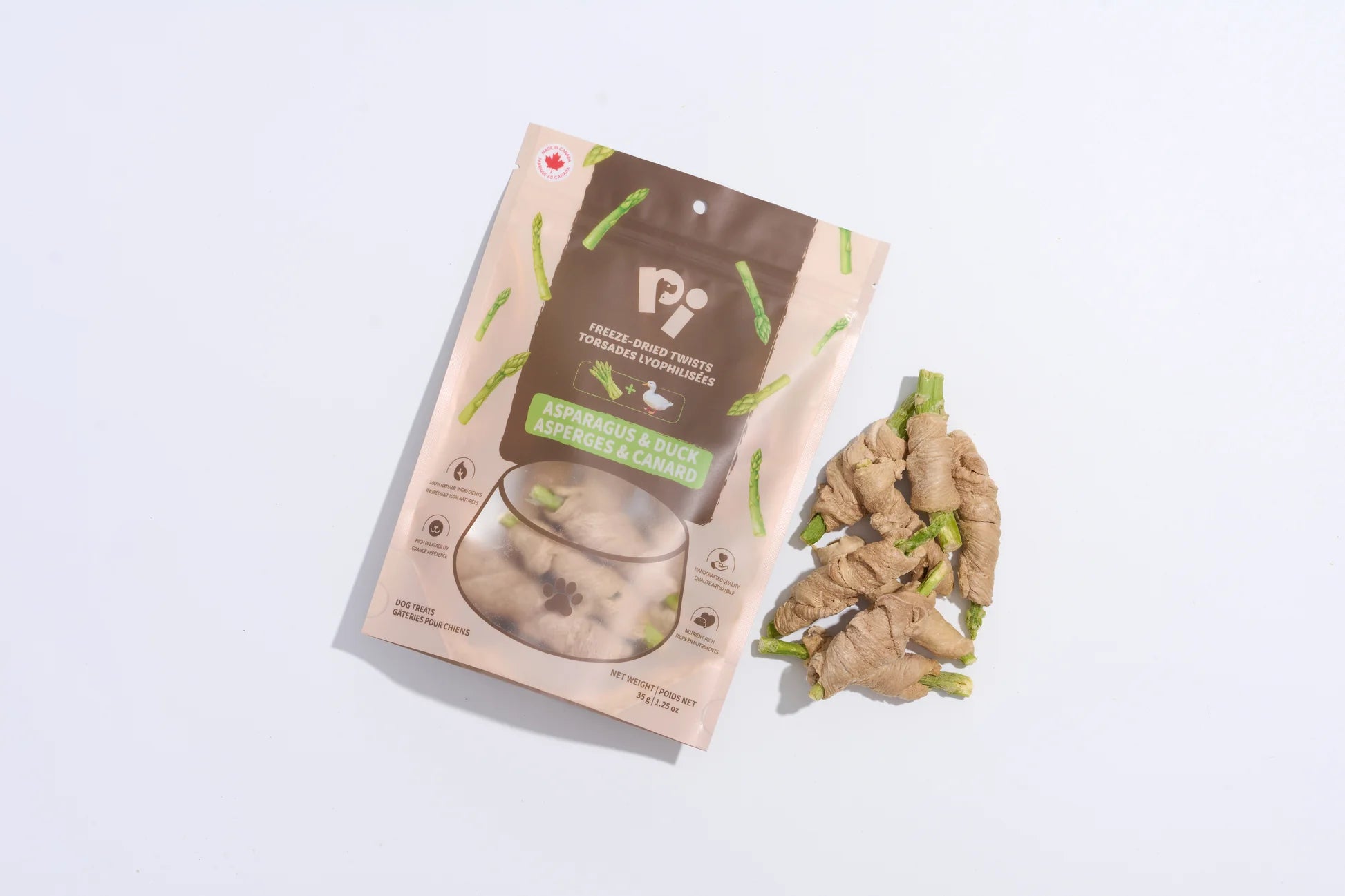 PI Pet Food – Freeze-Dried Asparagus & Duck Twists – 35g
