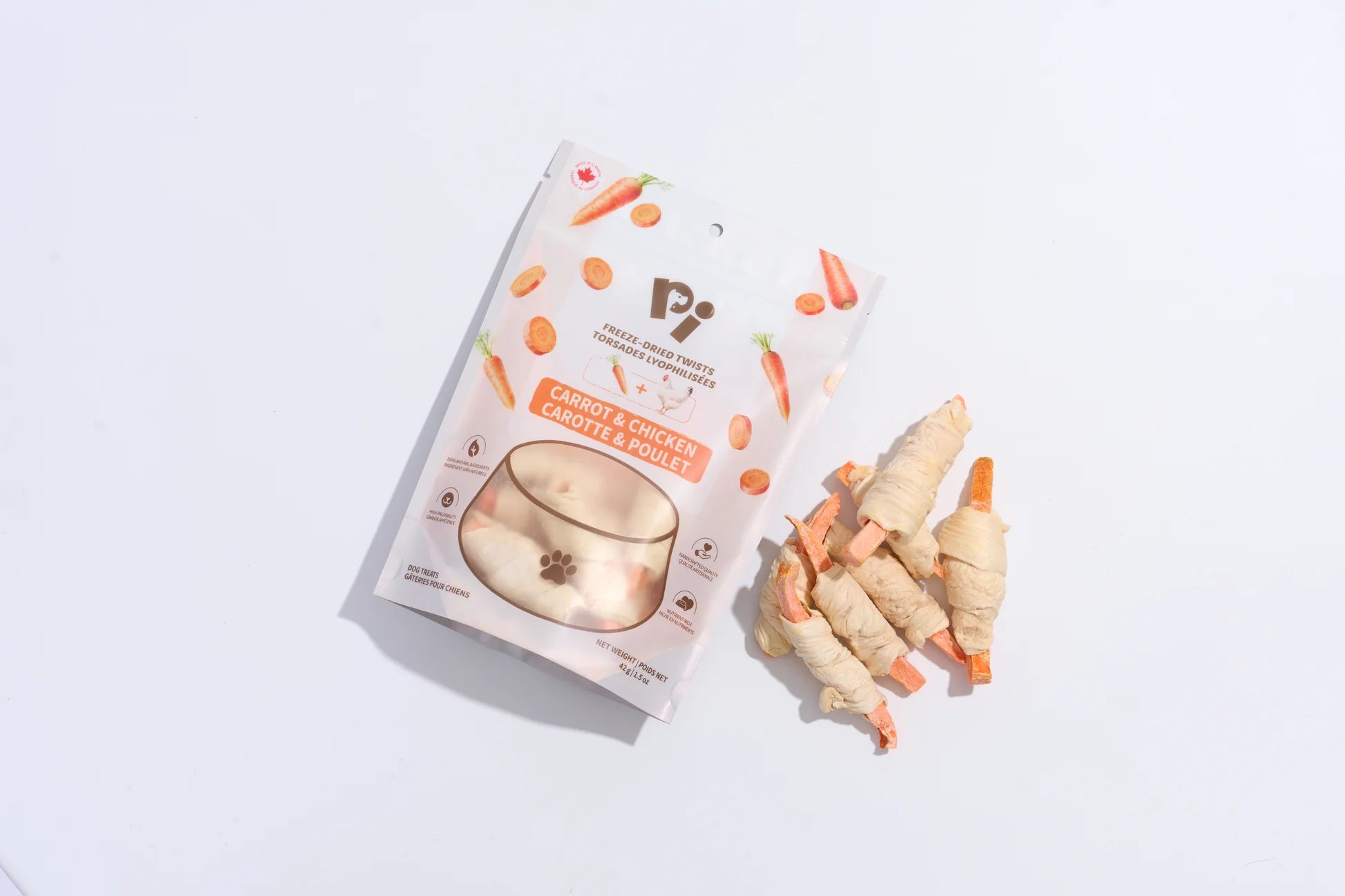 PI Pet Food – Freeze-Dried Carrots & Chicken Twists – 42g