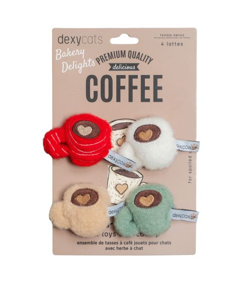 Dexypaws 毛绒猫玩具，咖啡色 4 件装