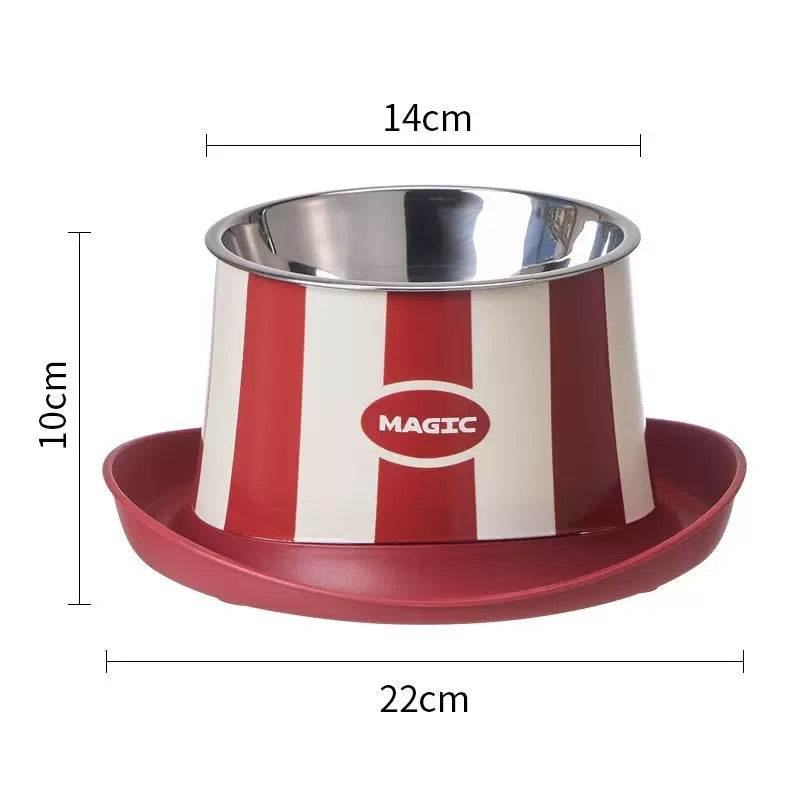 Elevated Striped Stainless Steel Pet Bowl – Anti-Tip, Anti-Slip Feeding Bowl for Cats & Small Dogs
