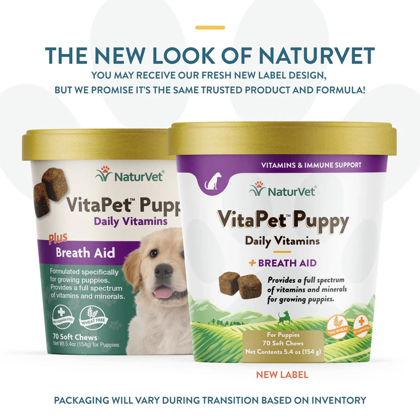 Naturvet VitaPet™ 幼犬每日维生素软咀嚼片（70片装）