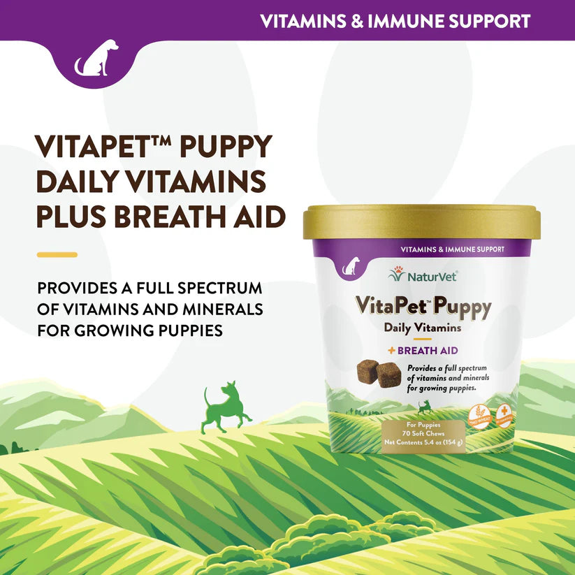 Naturvet VitaPet™ 幼犬每日维生素软咀嚼片（70片装）