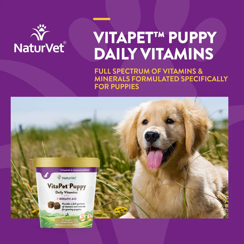 Naturvet VitaPet™ 幼犬每日维生素软咀嚼片（70片装）