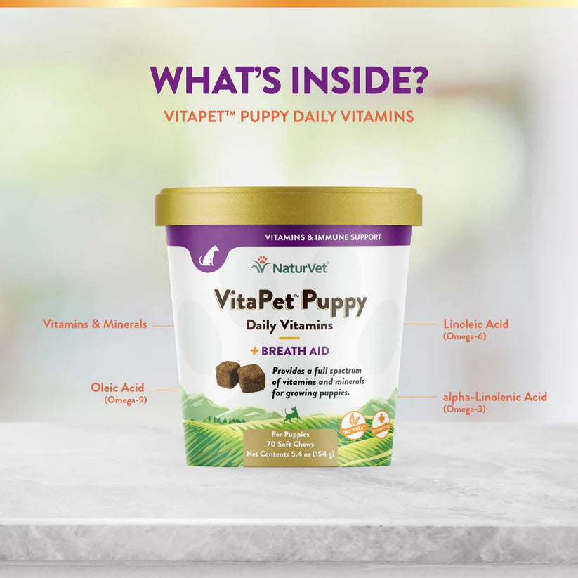Naturvet VitaPet™ 幼犬每日维生素软咀嚼片（70片装）