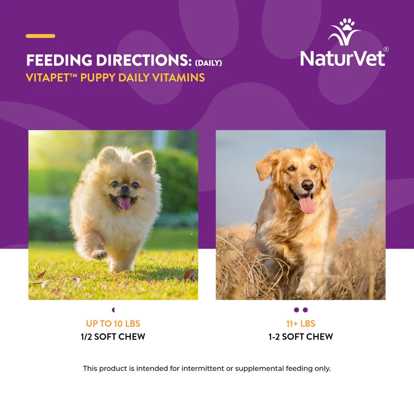 Naturvet VitaPet™ 幼犬每日维生素软咀嚼片（70片装）