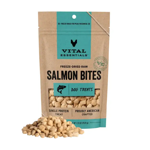 Vital Essentials Freeze-Dried Raw Dog Treats Salmon Bites 2.5 oz