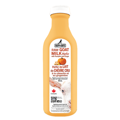 HAPPY DAYS Raw Goat Milk Kefir with Pumpkin And Ginger 975ml Frozen for Dogs & Cats (Copy)