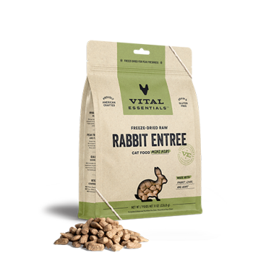 Vital Essentials Freeze-Dried Raw Rabbit Entree Cat Food Mini Nibs 8 oz