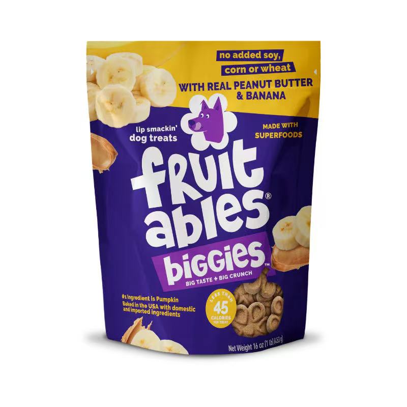 Fruitables BIGGIES With Real Peanut Butter & Banana Dog Treat 16 oz