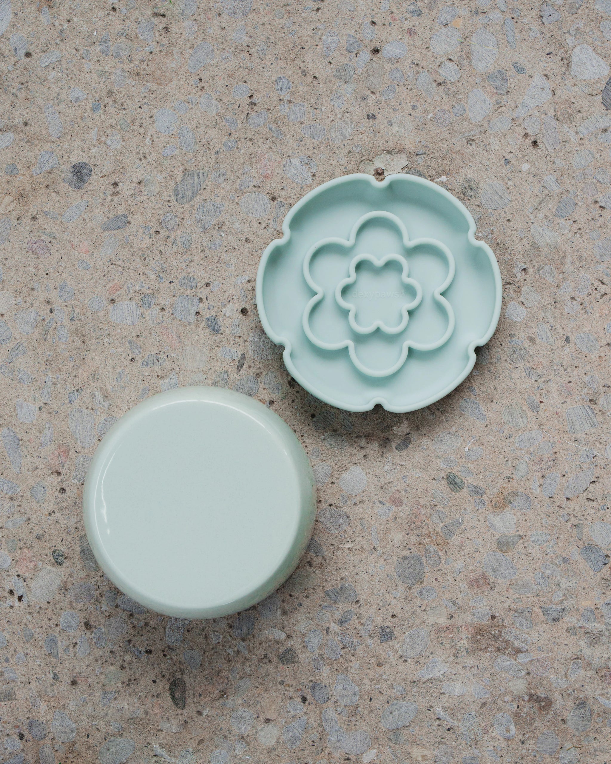 Dexypaws 高架陶瓷猫碗，带慢食功能，鼠尾草绿，7.75盎司