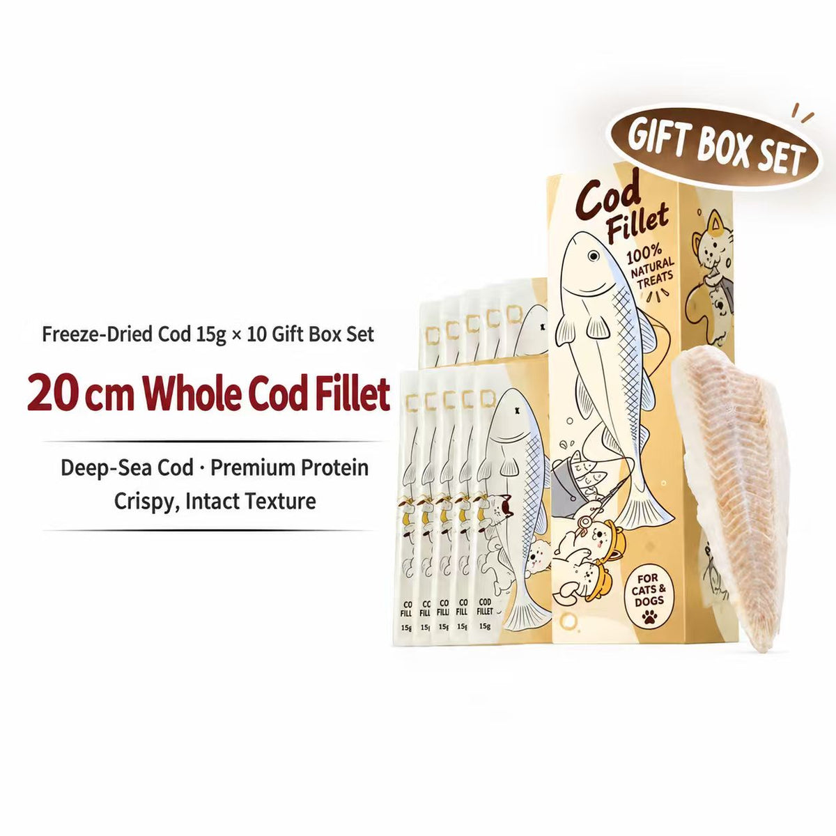 Hell's Kitchen Cod Freeze Dry Treat For Cats & Dogs Gift Box (10x15g)