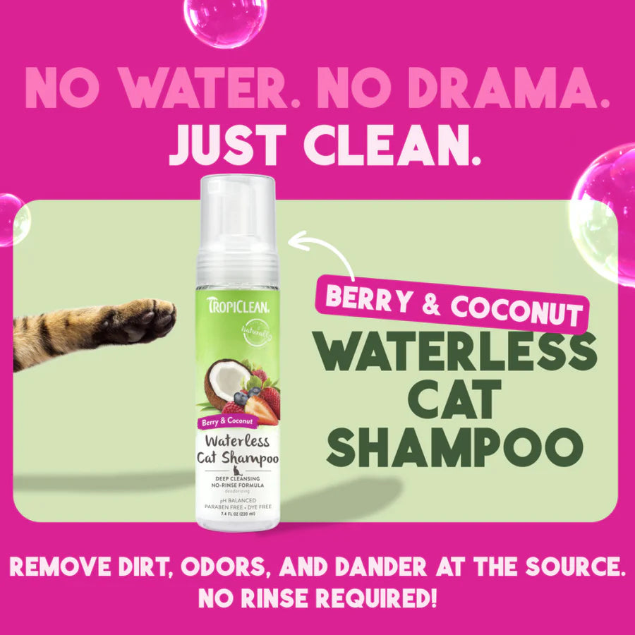 TropiClean Berry + Coconut Deep Cleanse No Rinse Cat Shampoo 7.4oz