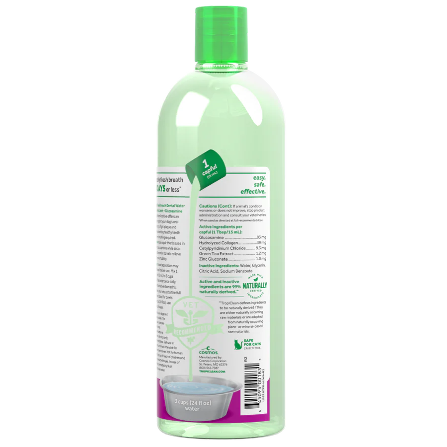 Tropiclean Fresh Breath Dental Health Solution Hip And Joint Dog 473ml
