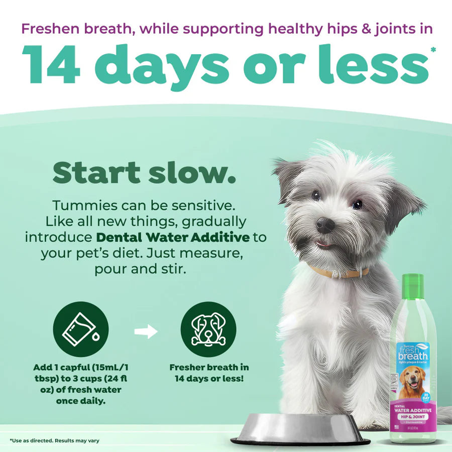 Tropiclean Fresh Breath Dental Health Solution Hip And Joint Dog 473ml
